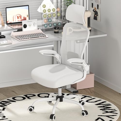 Mimoglad Office Chair, High Back Ergonomic Desk Chair with Adjustable Lumbar Support and Headrest, Swivel Task Chair with flip-up Armrests for Guitar Playing, 5 Years Warranty