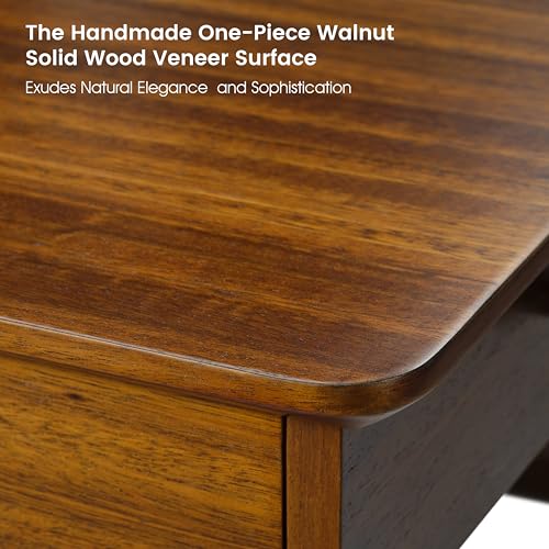 EUREKA ERGONOMIC L Shaped Desk 63", Solid Walnut Wood Top, Executive Standing Desk Adjustable Height, Dual Motor Corner Workstation with Drawers & Monitor Shelf for Home Office, Left