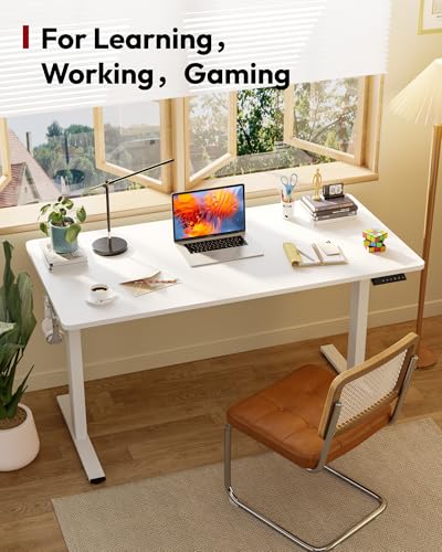SANODESK Electric Standing Desk, 71 x 32'' Height Adjustable Sit Stand Desk with Large Splice Board Desktop Ergonomic Memory Presets Computer Workstations for Home Office, White Frame/White Top