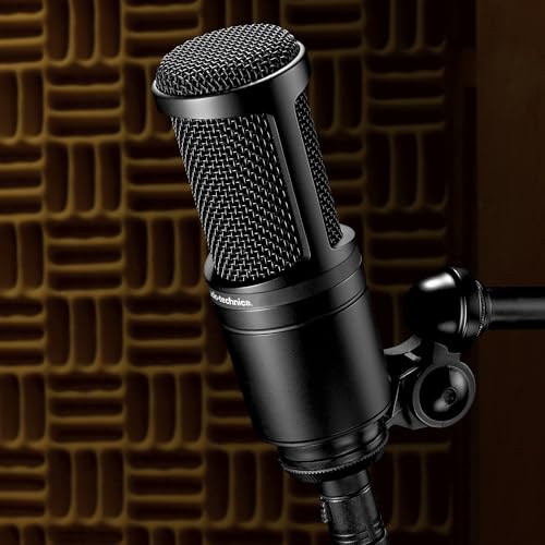 Audio-Technica AT2020 Cardioid Condenser Studio XLR Microphone, Ideal for Project/Home Studio Applications, Black