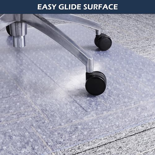 Chair Mat for Carpet, SALLOUS 46" x 60" Office Chair Mat for Carpeted Floors, Heavy Duty Vinyl Floor Mat with Grips, Floor Protector Computer Desk Mat for Home Office (Clear, Rectangular)