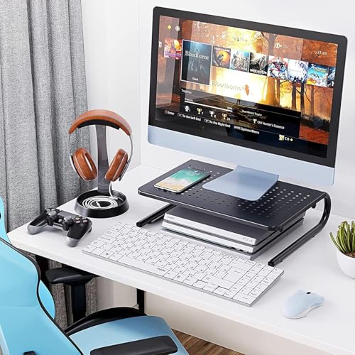 HUANUO Monitor Riser for Desk, Desk Organizer,Laptop Shelf w/Vented for Screen, Computer Stand for PC, Printer, for Home & Office