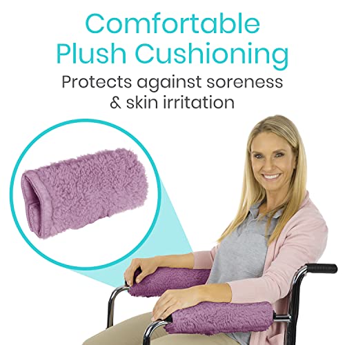 Vive Wheelchair Armrest Pads (2 PCS) - Memory Foam Sheepskin Cushion Accessories for Transport Electric Wheel Chair Arm Rests - for Adults, Seniors, Handicapped - Soft Support for Office Chair