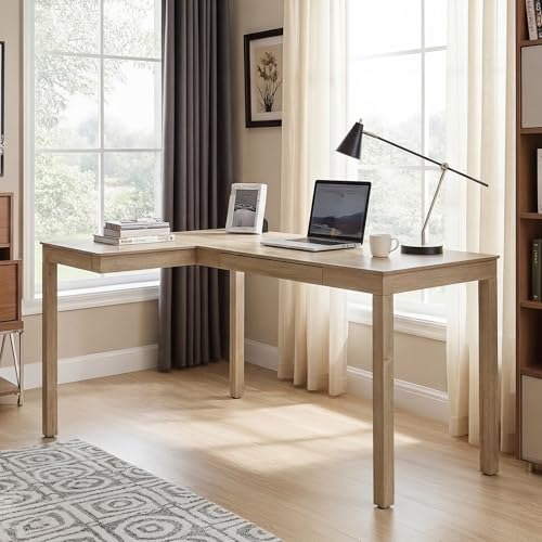 EUREKA ERGONOMIC 63 Inch L Shaped Desk with Drawers, Large Executive Computer Corner Table Dual Monitor, Wood Furniture Work Desk for Home Office Study Craft Writing, Oak, Left Side