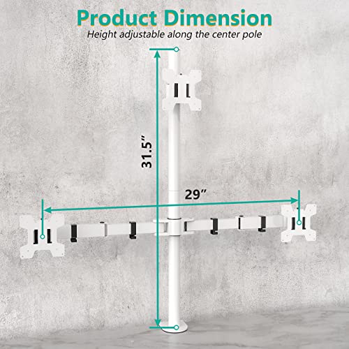 WALI Tall Triple Monitor Stand, Fully Adjustable Three Monitor Desk Mount Fits 3 Screens up to 27 inch, 22 lbs. Weight Capacity per Arm (M003-W), White