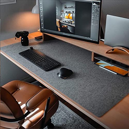 Felt Desk Mat | Computer Mat for Desk(36x12Inches) | Large Felt Mouse Pad and Keyboard Mat | Desk Protector for Office | Dark Gray