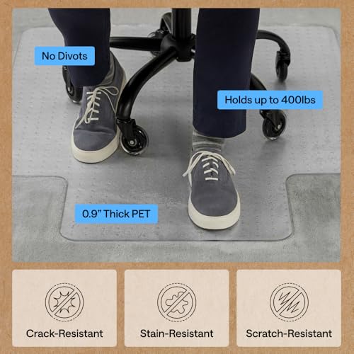 GORILLA GRIP Slip Resistant Clear Office Chair Mat for Carpet Floors, Smooth Rolling Glide Under Desk, Heavy Duty Plastic Computer Mats and Carpeted Floor Protector, Work and Gaming Chairs, 29x47