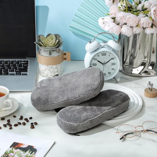 Threlaco 2 Pcs Office Chair Armrest Pads Soft Foam Office Chair Arm Covers Fluffy Flannel Gaming Armchair Armrest Cushion for Elbows and Forearms Support Pressure Relief(Gray)