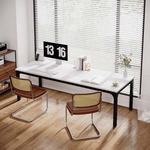 Tribesigns 2-Person Home Office Desk, 78.7" Extra Long Computer Desk, Double Workstation for Home Office, Work Desk for Two People (White + Black)