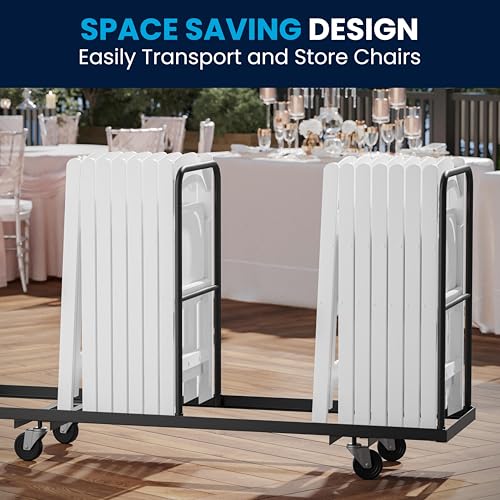 Flash Furniture Hercules Series Folding Chair - White Resin - Set of 4 800LB Weight Capacity Comfortable Event Chair - Light Weight Folding Chair