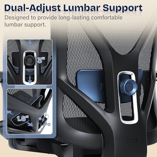 MOLENTS Ergonomic Office Chair, Mesh Computer Desk Chairs with Adjustable Lumbar Support, 3D Armrests, Tilt Function, Comfy Wide Seat, Swivel Executive Work Task Chair for Company and Home