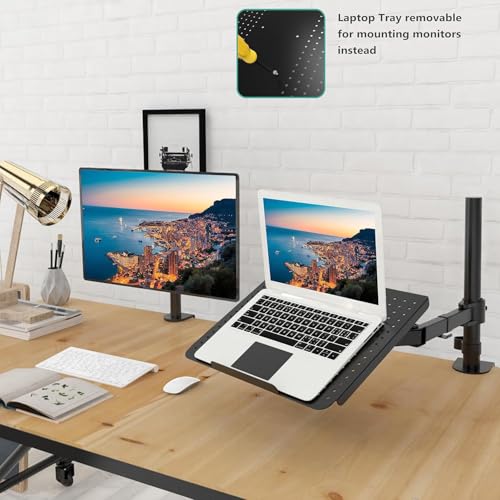 WALI Bundle – 2 Items: Laptop Tray Desk Mount and Monitor Mount Reinforcement Plate (M00LP+CGRP-B)