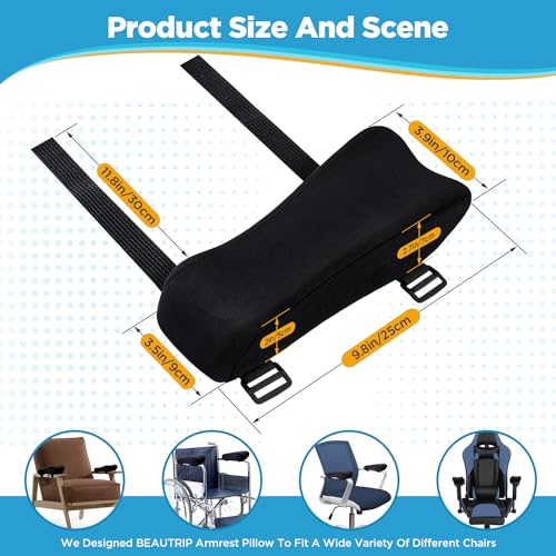 BEAUTRIP Ergonomic Armrest Pads- Office Chair Arm Rest Cover Pillow - Elbow Support Cushion for Computer, Gaming and Desk Chairs (Set of 2)
