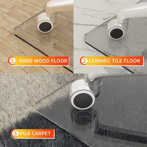 Easly 46" x 55" Chair Mat for Carpet - Office Chair Mat - Tempered Glass Floor Mat for Home/Office/Carpet Clear Computer Floor Mat - with 4 Anti-Slip Pads