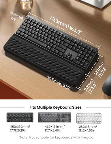 Vaydeer Wrist Rest with Keyboard Stand, Computer Wrist Support Pad, Ergonomic Keyboard Riser Holder Lifter Tray with Wrist Pad, Soft Memory Foam Desk Cushion, Palm Hand Typing for Office Home School