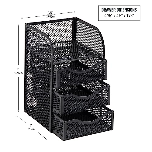Mind Reader Desktop Accessory Storage, Paper Binder Clip Basket, Workspace, Office, Metal Mesh, 4.75"L x 5"W x 8"H, Black