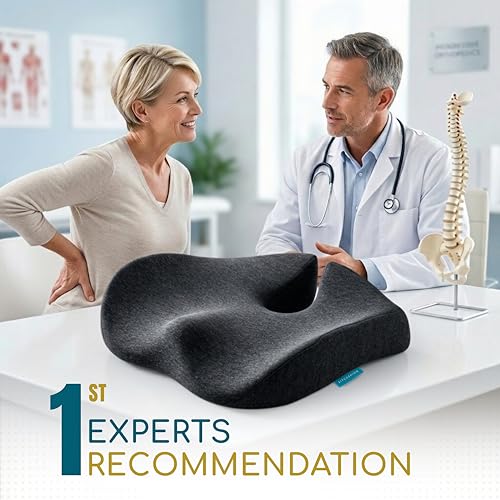 SitCushion Extra Large Memory Foam Seat Cushions for Office Chairs, Pressure Relief Seat Cushion for Tailbone Pain Relief, Sciatica & Back Pain, Ergonomic Office Chair Cushion for Long Sitting (Black)