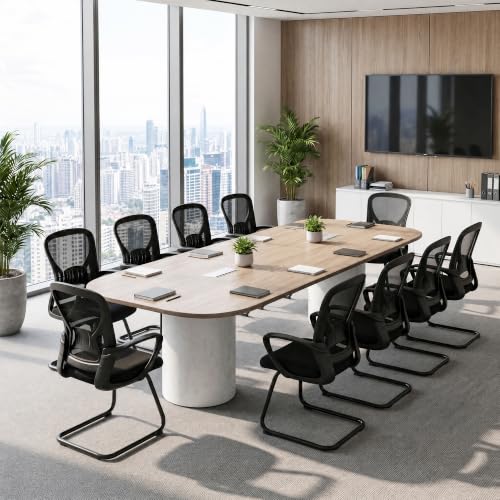 BOWTHY Waiting Room Chairs Set of 10,Office Guest Reception Chair No Wheels,Mesh Conference Room Chairs with Sled Base,Ergonomic Computer Desk Chair with Lumbar Support,Black