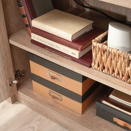 Sauder® Dixon City 33"W Computer Desk Cabinet With Storage, Brushed Oak™/Pebble White™