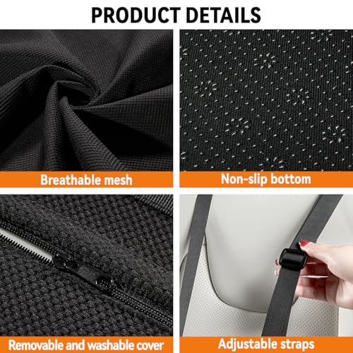 Veitail Lumbar Support Pillow for Office Chair & Car,Back Support for Office Chair,Adjustable Straps Securely Fixed Seat (Black)