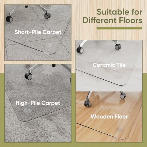 Furnbar Office Chair Mat for Carpet & Hardwood, Upgraded 36" x 48" Dual Use Tempered Glass Chair Mat for Chair and Footrest Under Desk