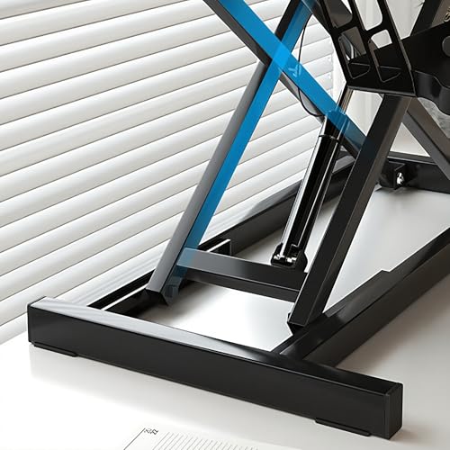 GOAWGO Standing Desk Converter, 32 Inch Wide, Height Adjustable Sit to Stand Workstation Riser, Dual Monitor with Wide Keyboard Tray for Home Office (Walnut)