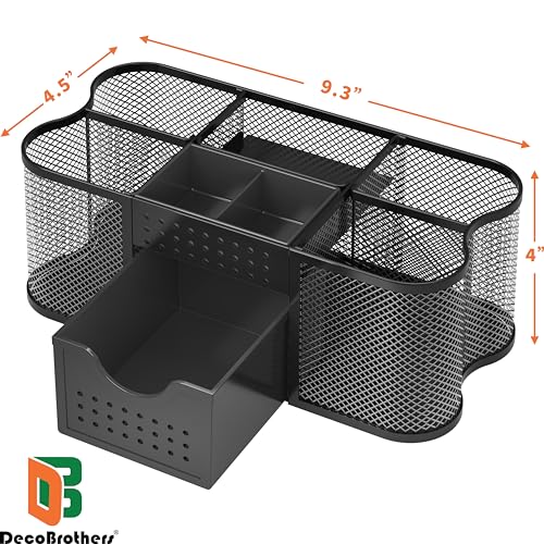 Deco Brothers Desk Organizers Pen Holder Office Caddy Storage, Black