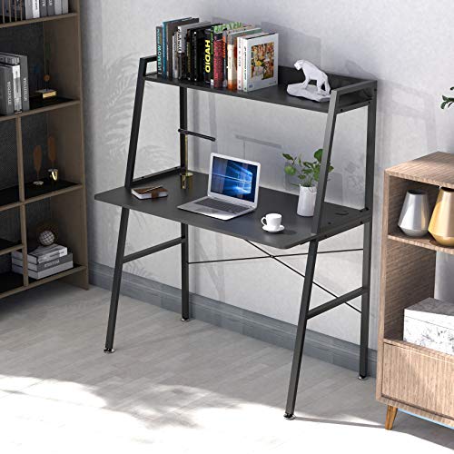 EUREKA ERGONOMIC 43 Inch Ladder Bookcase with Desk Industrial Ladder Desk, Ladder Desk with Shelves,2-Tier Home Office PC Ladder Table with Bookshelf Modern Workstation, Metal Frame
