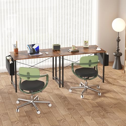 OLIXIS Computer Desk 40 Inch Home Office Desks for Small Spaces, Gaming Writing Study Work Table with Storage Bag and Headphone Hook for Bedroom, Rustic Brown