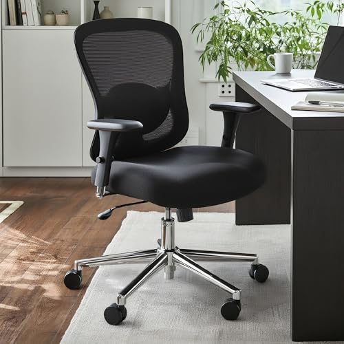 EUREKA ERGONOMIC Big and Tall Office Chair for Heavy People, Hoss 500lbs Heavy Duty Office Chair Mesh Ergonomic Desk Chair with Armrest, Rolling Chair with Wide Comfy Seat for Adult, Black