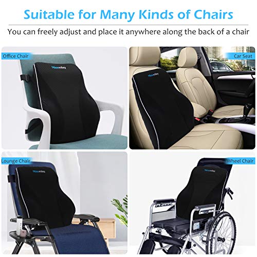 Niceeday Lumbar Support Pillow for Office Chair Car Back Support Pillow, Memory Foam Gaming Chair Desk Chair Back Cushion for Lower Back Pain Relief, Ergonomic Back Rest,Office Home Essentials
