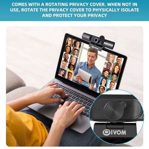 Oivom Webcam with Microphone and Speaker, 1080P Web Camera for Desktop Computer Laptop, USB Camera with Physical Privacy Cover,Plug and Play, Streaming Webcam, Wide Angle PC Cam (1080p mic Speaker)