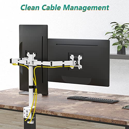 Mount Stand Fits 2 Screens up to 27 inch, 22 lbs. Weight Capacity per Arm (M002-W), White