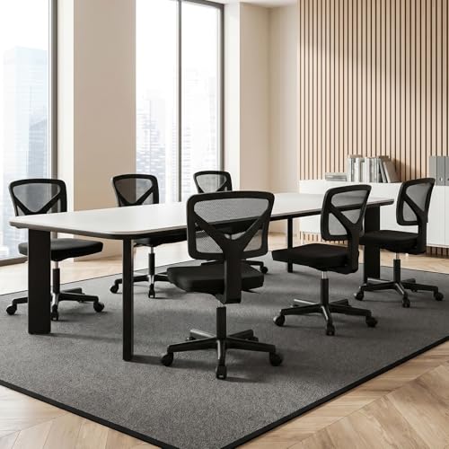 OLIXIS Armless Office Chair, Ergonomic Desk Chair with Wheels, Mesh Back, Removable Washable Foam Cushion, Height Adjustable Rolling Swivel Chairs for Small Space, Home, Office, Black