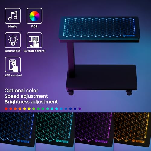 EUREKA ERGONOMIC Height Adjustable Computer Tower Stand, Illuminated Glass Panel PC Stand w/RGB Lights, 2-Tier CPU Holder Cart Under Desk, PC Floor Stand for Office Gaming, APP Control