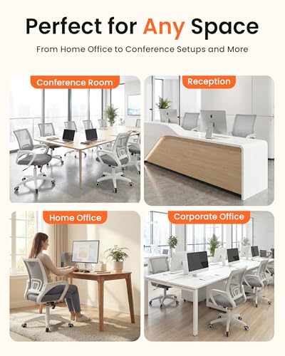 NEO CHAIR Office Desk Computer Chair Ergonomic Mesh Gaming Cushion Seat with Comfy Lumbar Mid Back Support Adjustable Height Swivel Rolling Wheels for Home Task (Grey)
