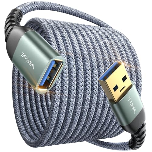 AINOPE USB Extension Cable 10FT,USB Extender,USB 3.0 Extension Cable, Male to Female Cord High Data Transfer Compatible with Webcam,USBKeyboard,Flash Drive,Hard Drive,Printer,Grey