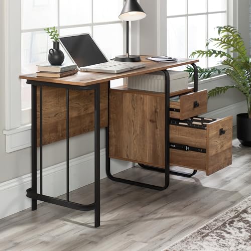 Sauder Station House Single Pedestal Desk, Etched Oak Finish