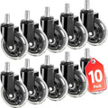 BGUP Office Chair Wheels, Set of 10 Rubber Caster Wheels, Roller Blade Wheel Heavy Duty Casters, Replacement Wheels for Most Chair Wheel, Easy to Install (Not for IKEA)