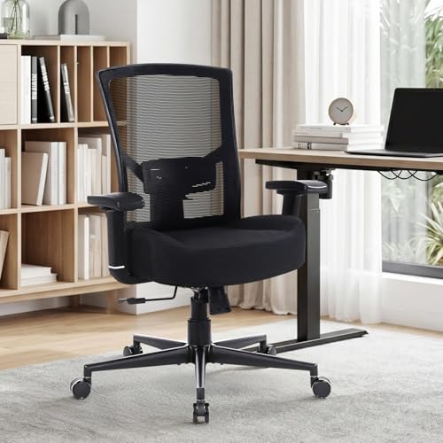 600lbs Big and Tall Office Chair with Adjustable Lumbar Support,Ergonomic Heavy Duty Office Chair for Heavy People,Mesh Desk Chair with Wide Seat for Home