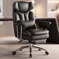 DUMOS Home Office Desk Executive Chair - Ergonomic Big Tall High Back with Footrest & Lumbar Support, Reclining Height Adjustable, Comfy PU Leather Computer Gaming with Swivel Wheels, Black
