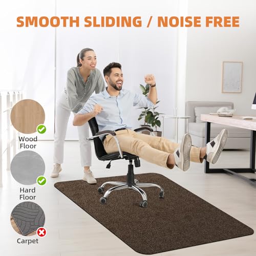 HomeMall Office Chair Mat for Hardwood and Tile Floor, 48" x 36" Computer Desk Chair Mats, Anti-Slip Mat for Rolling Chair, Large Floor Protector for Home Office, Coffee Color