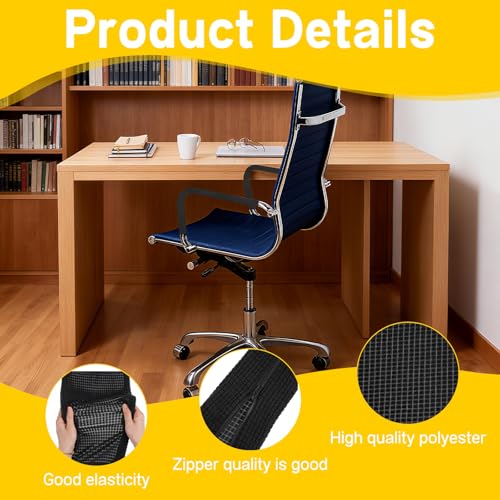 Classicseali 2pcs Office Chair Armrest Covers, Arm Rest Covers for Office Chair,with Zipper, Stretchable Chairs Arm Pads, Black Armrest Cover for Chairs