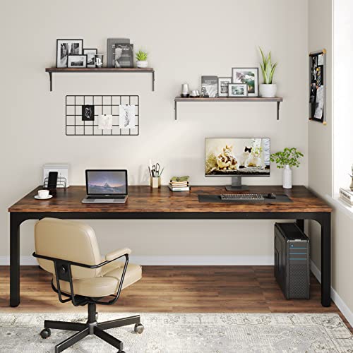 Tribesigns 78.7 Inches Extra Long Computer Desk 2 Person Desk, Double Long Desk, Workstaion for Home Office, Brown+Black