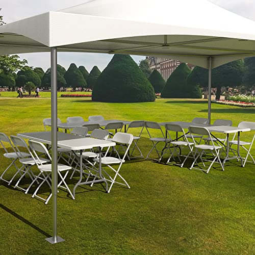 Bonnlo Folding Chairs Set of 10, White Plastic Chair Sturdy Seat with Metal Frame, Perfect for Party, Event, Wedding, Birthday, Office, Outside Entertaining