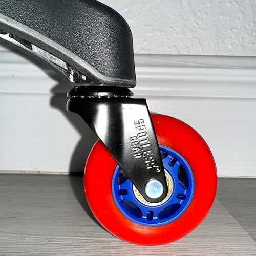 SPOTLESS GEAR Roller blade Office Chair Wheels for Gaming Chair, 3 inch Replacement Rubber Casters for Hardwood Floors & Carpet, Ultra Smooth & Quiet Heavy Duty Desk Chair Wheels, Set of 5 (Red Blaze)
