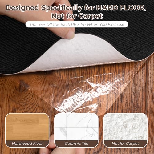 Office Chair Mat for Hardwood Floor 36x48 Inch, Non-Slip Rolling Chair Mat, Flat Lay Floor Protector for Wood Tile Laminate, Anti-Slip Sound Absorbing(Black)