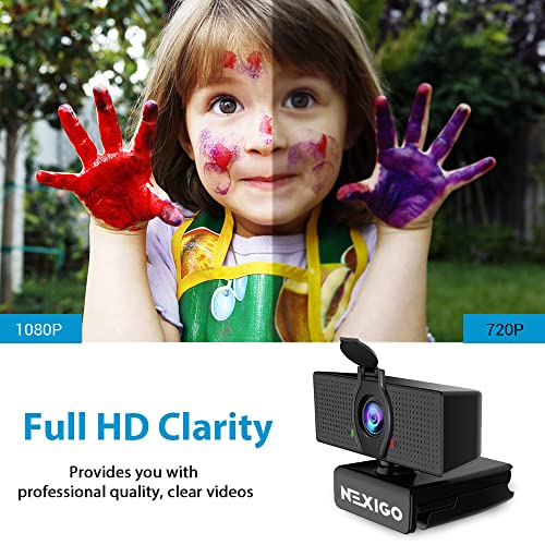 NexiGo N60 1080P Webcam with Microphone, Software Control & Privacy Cover, USB HD Computer Web Camera, Plug and Play, for Zoom/Skype/Teams, Conferencing and Video Calling