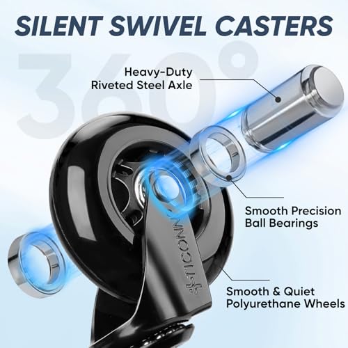 TICONN Office Chair Caster Wheels Set of 5 for Tile, Hardwood Floors and Carpets, Universal Fit for Most Chairs (Black)