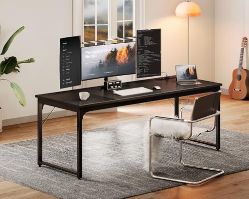 Coleshome 71 Inch Computer Desk with USB Ports, Large Office Desk, Long Study Student Writing Desk, Black